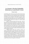 Research paper thumbnail of An Attempt to Moralize Realpolitik: Reflections on László Borhi's Article in Hungarian Studies Review (2019-20)