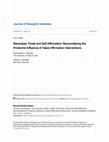 Research paper thumbnail of STEREOTYPE THREAT AND SELF-AFFIRMATION: RECONSIDERING THE PROTECTIVE INFLUENCE OF VALUE AFFIRMATION INTERVENTIONS