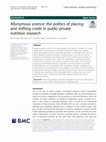 Research paper thumbnail of Allonymous science: the politics of placing and shifting credit in public-private nutrition research