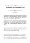 Research paper thumbnail of Universalism vs. Cultural Relativism: an influencing perception of Sri Lankan Human Rights System