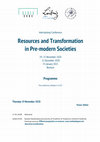 Research paper thumbnail of International Online - Conference Resources and Transformation in Pre-modern Societies - Programme - November, the 19th-21th, December 11th 2020, January 15th 2021