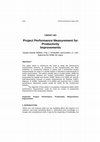 Research paper thumbnail of Project Performance Measurement for Productivity Improvements