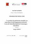 Research paper thumbnail of MASTER TOURISME La gestion du patrimoine mondial, un enjeu pour le développement territorial : le cas de Saint-Bertrand-de-Comminges- Valcabrère Présenté par