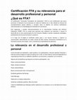 Research paper thumbnail of Certificación FFA y su relevancia para el desarrollo profesional y personal ¿Qué es FFA