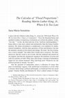 Research paper thumbnail of The Calculus of “Flood Proportions”: Reading Martin Luther King, Jr., When It Is Too Late; Review: Shelby and Terry (eds), To Shape A New World