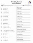 Research paper thumbnail of The City School MATHEMATICS WORKSHEET