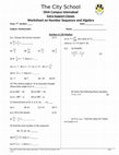 Research paper thumbnail of The City School DHA Campus Islamabad Extra Support Classes Worksheet on Number Sequence and Algebra Section A (10 Marks