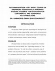 Research paper thumbnail of RECOMMENDATION FOR A SHORT COURSE IN PREPARING HIGHSCHOOL & AFRIKANA STUDIES STUDENTS FOR LEADERSHIP IN CONTINENTAL AND DIASPORAN NATIONBUILDING