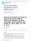 Research paper thumbnail of kinga dévényid_geneviève humbert - les voies de la transmission du kitâb de sîbawayhi