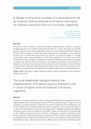 Research paper thumbnail of El diálogo multi-actoral vinculado a la implementación de las Prácticas Profesionalizantes en el sector informática de institutos superiores técnicos (Corrientes, Argentina)