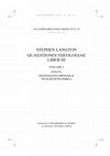 Research paper thumbnail of Stephen Langton, Quaestiones theologiae. Liber III, vol. 1, ed. M. Bieniak - W. Wciórka, British Academy - Oxford University Press, Oxford 2021