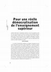 Research paper thumbnail of Pour une réelle démocratisation de l’enseignement supérieur