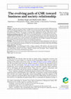 Research paper thumbnail of The evolving path of CSR: toward business and society relationship