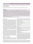 Research paper thumbnail of Determination of Immediate-loaded Single Implants Stability with Periotest