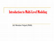 Research paper thumbnail of Introduction to Multi-Level Modeling