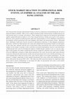 Research paper thumbnail of STOCK MARKET REACTION TO OPERATIONAL RISK EVENTS: AN EMPIRICAL ANALYSIS OF THE J&K BANK LIMITED