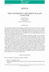 Research paper thumbnail of The Contingency Argument in Plain Language