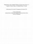 Research paper thumbnail of Prepositions as the Aesthetic Premise of Espacement Poetics: A Cognitive Poetics Study of Yadollah Royayi's Poetry Forthcoming in the Journal of Language and Literature 2021