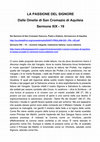 Research paper thumbnail of LA PASSIONE DEL SIGNORE Sermone 19 di San Cromazio di Aquileia