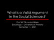 Research paper thumbnail of SOC110: INVITATION TO SOCIOLOGY (SLIDES) What is a Valid Argument in the Social Sciences