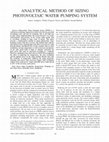 Research paper thumbnail of ANALYTICAL METHOD OF SIZING PHOTOVOLTAIC WATER PUMPING SYSTEM