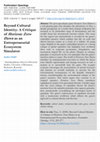 Research paper thumbnail of Beyond Cultural Identity: A Critique of Horizon: Zero Dawn as an Entrepreneurial Ecosystem Simulator