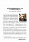 Research paper thumbnail of "A szimbolikus hatalom ereje túléli a valódi hatalom halálát" Interjú Alekszandar Kjoszevvel