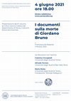 Research paper thumbnail of Presentazione del libro di Francesca De Robertis, "I documenti sulla morte di Giordano Bruno", Il Mulino 2021