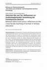 Research paper thumbnail of Zwischen Rat und Tat: Reflexionen zur studienbegleitenden Vermittlung der Fremdsprache Deutsch