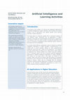 Research paper thumbnail of Artificial Intelligence and Learning Activities