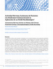 Research paper thumbnail of Actividad Nerviosa Autónoma de Pacientes con Síndromes Crónicos durante la Aplicación de un Perfil Psicofisiológico 1 Autonomous Nervous Activity on Patients with Chronic Syndromes during a Psychophysiological Profile Recording