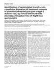 Research paper thumbnail of Identification of cysteinylated transthyretin, a predictive biomarker of treatment response to partially hydrolyzed guar gum in type 2 diabetes rats, by surface-enhanced laser desorption/ionization time-of-flight mass spectrometry