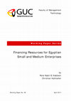 Research paper thumbnail of Financing Resources for Egyptian Small and Medium Enterprises