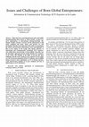 Research paper thumbnail of Issues and Challenges of Born Global Entrepreneurs: Information & Communication Technology (ICT) Exporters in Sri Lanka