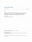 Research paper thumbnail of [Research Note] The Zetlin Interviews: the anti-Vietnam movement in Australia 1962-1975