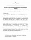 Research paper thumbnail of Bertrand Russell: Moral Philosopher or UnPhilosophical Moralist?