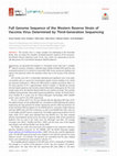 Research paper thumbnail of Full Genome Sequence of the Western Reserve Strain of Vaccinia Virus Determined by Third-Generation Sequencing