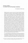 Research paper thumbnail of Christian Geffray : la volonté d’une anthropologie analytique