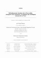 Research paper thumbnail of Refroidissement seculaire de la Terre solide, emergence des continents, et evolution des enveloppes externes de la Terre