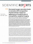 Research paper thumbnail of Decreased oxygen saturation levels in neonates with transposition of great arteries: Impact on appearance of cerebral veins in susceptibility-weighted imaging