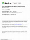 Research paper thumbnail of From Here to Biosecurity: Advice for an Incoming Administration