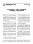 Research paper thumbnail of Native Hawaiian Plants for Landscaping, Conservation, and Reforestation