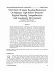 Research paper thumbnail of The Effect of Speed Reading Instruction on Japanese High School Students’ English Reading Comprehension and Vocabulary Development