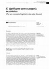 Research paper thumbnail of El significante como categoría económica. (Por un concepto lingüístico de valor de uso)