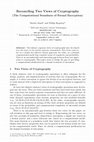 Research paper thumbnail of Reconciling Two Views of Cryptography