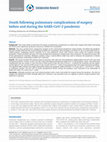 Research paper thumbnail of Death following pulmonary complications of surgery before and during the SARS-CoV-2 pandemic