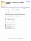 Research paper thumbnail of Colonial Genealogies of Immigration Controls, Self-
Determination, and the Nation-State