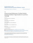 Research paper thumbnail of Characterizing Mathematics Graduate Student Teaching Assistants’ Opportunities to Learn from Teaching