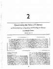 Research paper thumbnail of Questioning the Value of Literacy: A phenomenology of speaking and reading in children