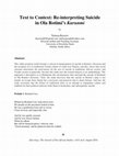 Research paper thumbnail of Text to Context: Re-Interpreting Suicide in Ola Rotimi's Kurunmi